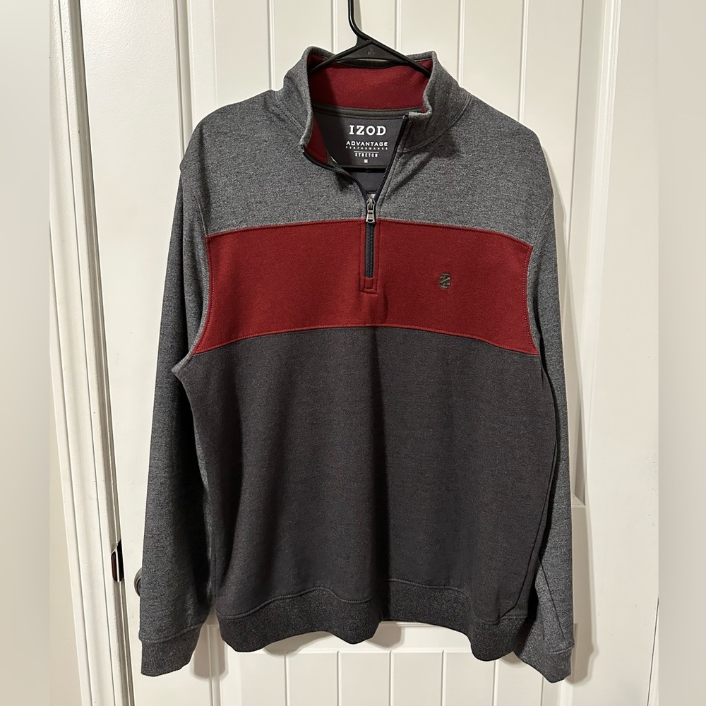 IZOD Stretch Men’s Quarter Zip Pullover Fleece Sweater Size M